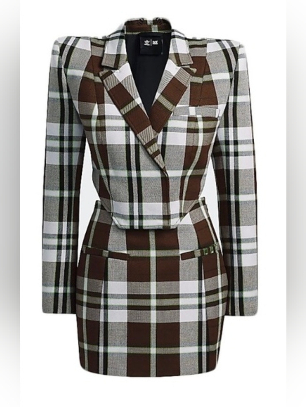 NWT Adidas x Ivy Park Halls of Ivy Plaid Cropped Jacket & Skirt | L